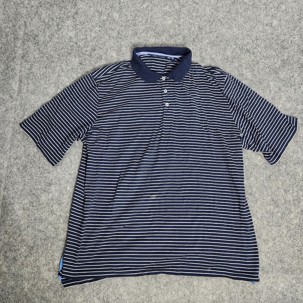 Polo‎ Golf Ralph Lauren Shirt Men XL Blue White Striped Short Sleeve Defect